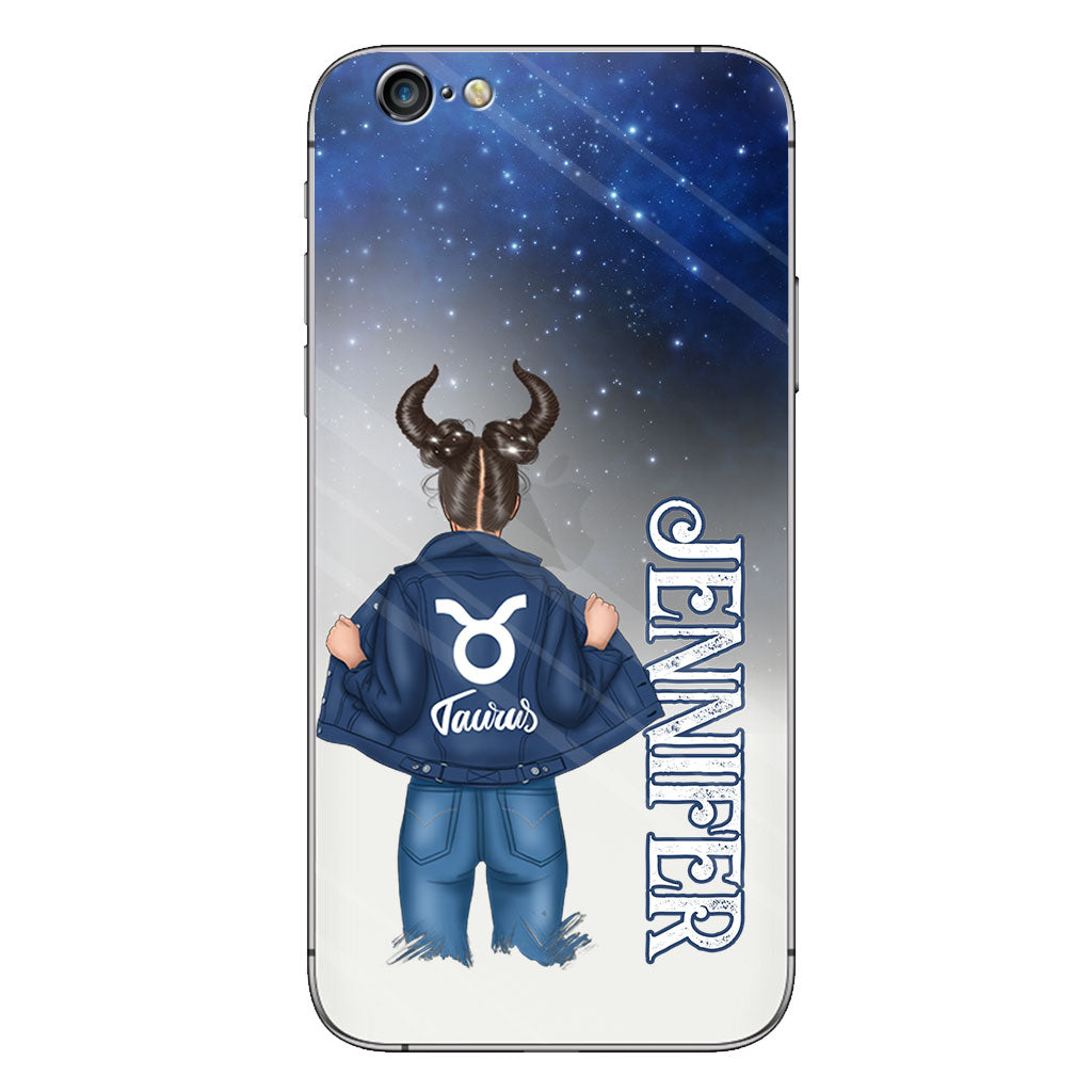 Coque de téléphone transparente Zodiac Denim Girl - Horoscope personnalisé