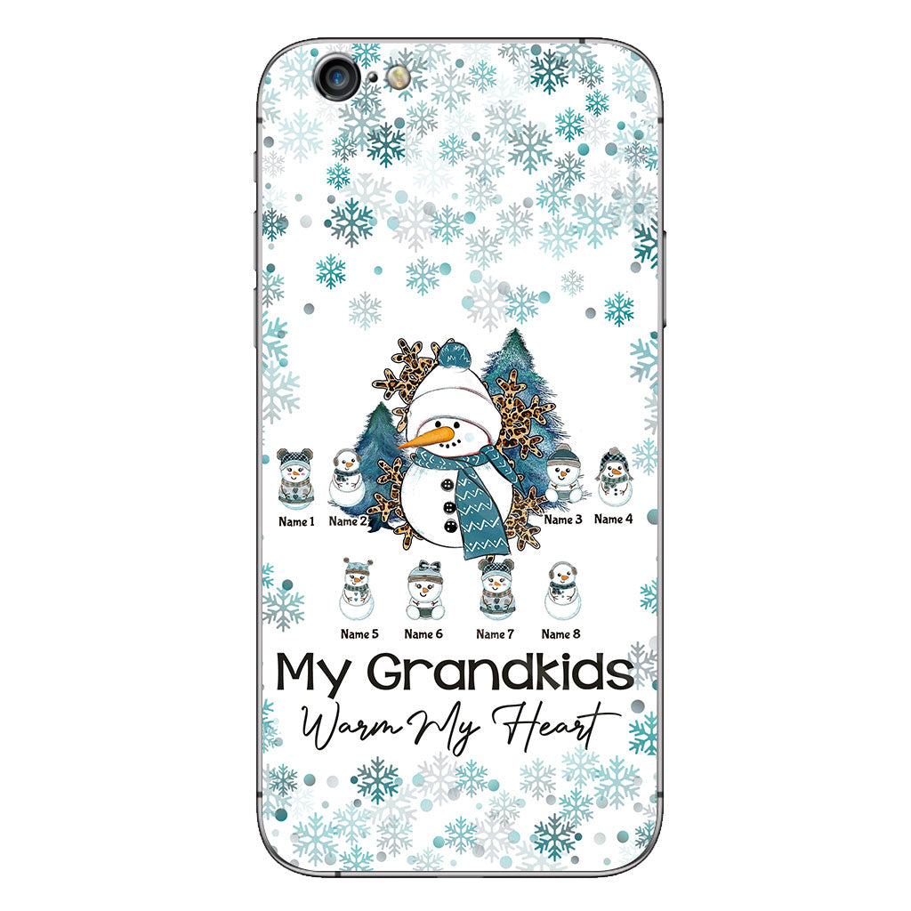 Mes petits-enfants me font chaud au cœur - Coque de téléphone personnalisée de Noël pour grand-mère