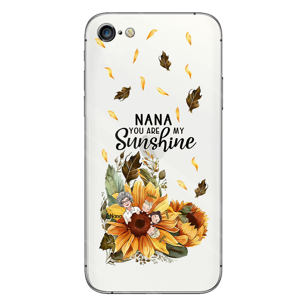 Mamie, tu es mon rayon de soleil - Coque de téléphone transparente personnalisée pour grand-mère