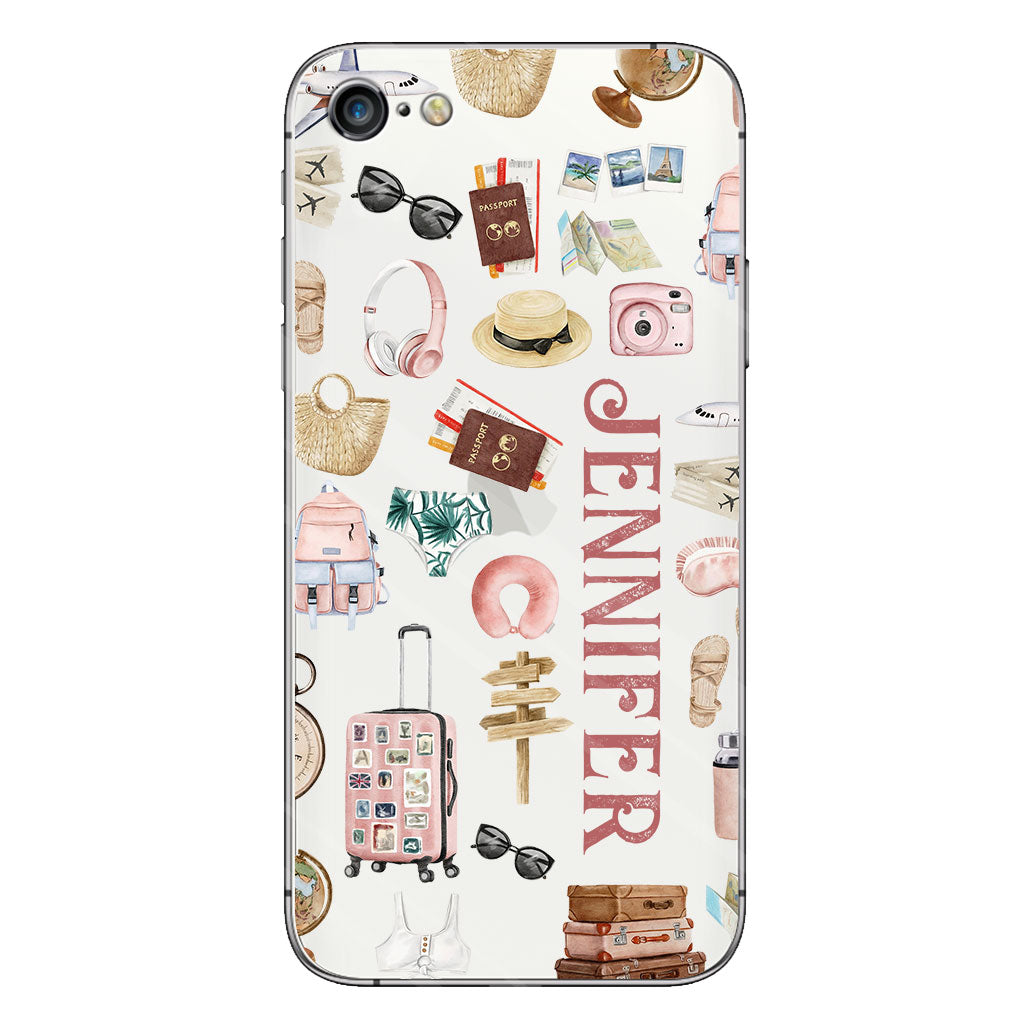 Une fille qui adore voyager - Coque de téléphone transparente de voyage personnalisée