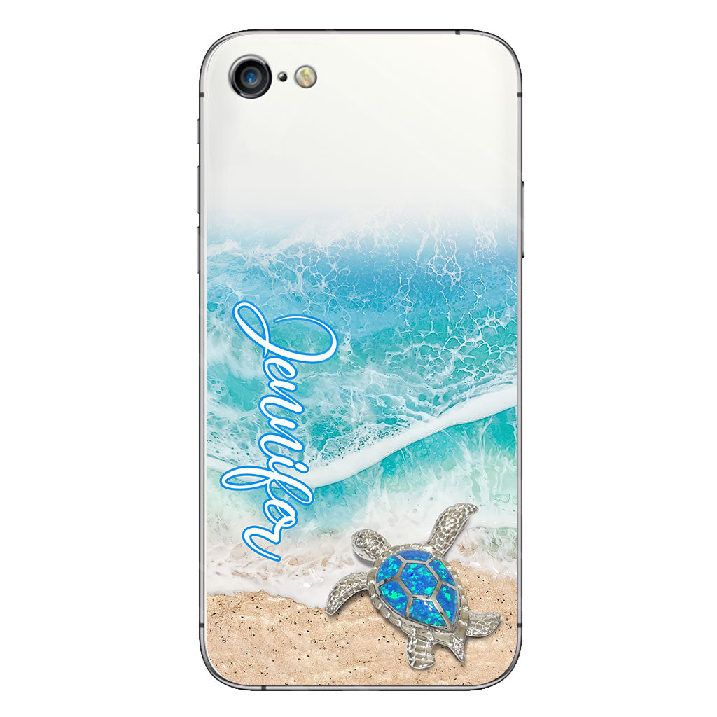 Coque de téléphone transparente personnalisée avec une tortue pour les amoureux des tortues