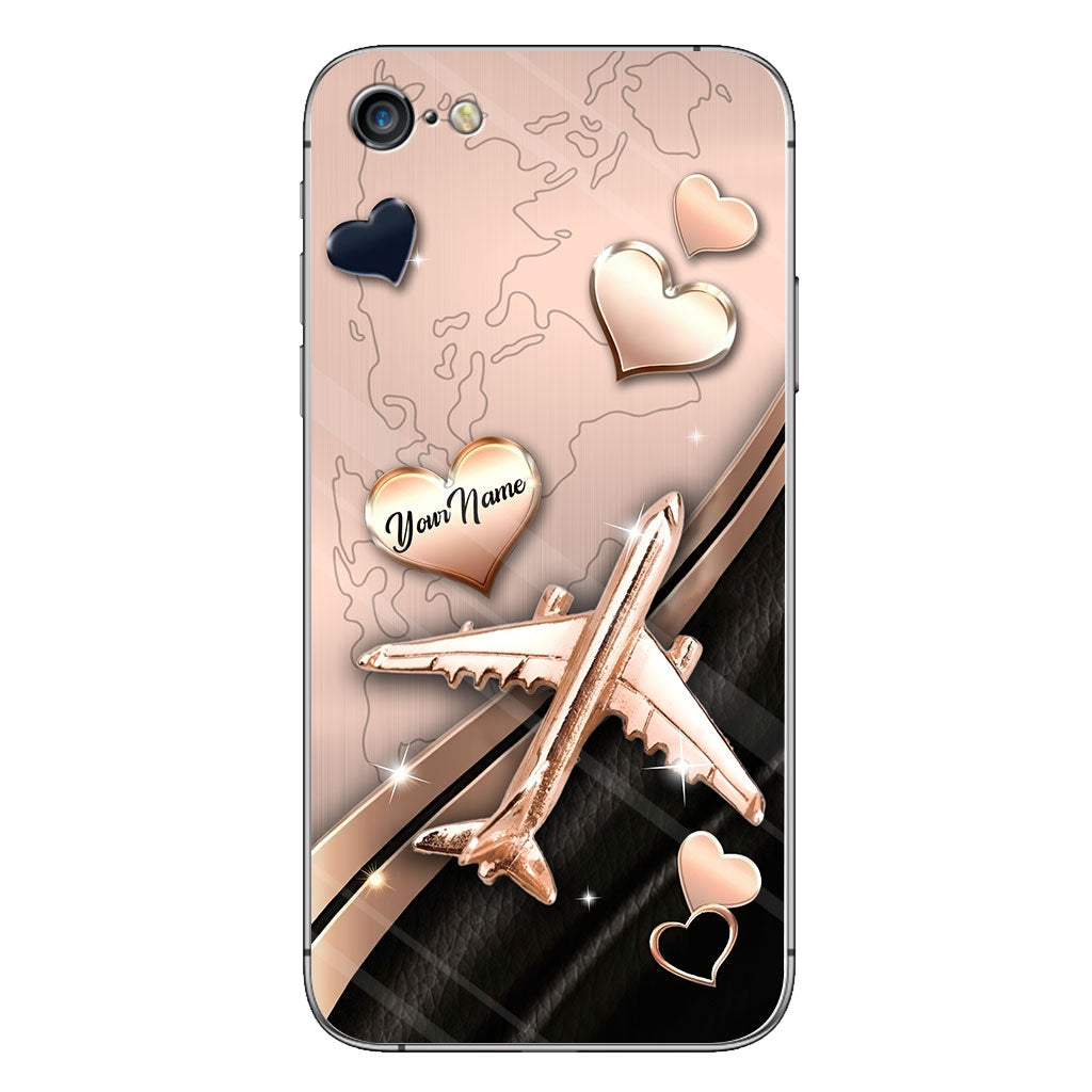 Airplane Rose Gold - Personalized Travelling Phone Case With 3D Pattern Print
