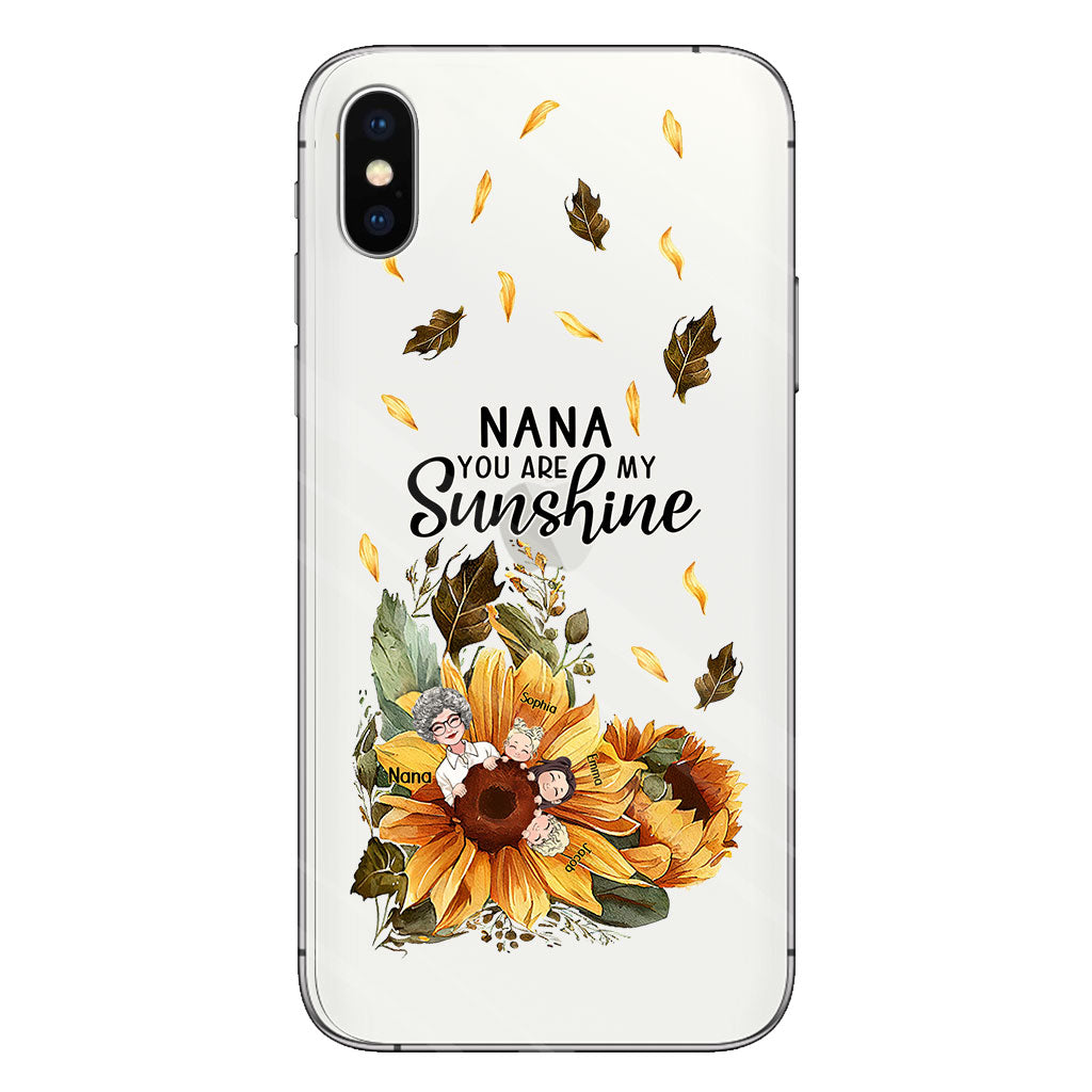 Mamie, tu es mon rayon de soleil - Coque de téléphone transparente personnalisée pour grand-mère