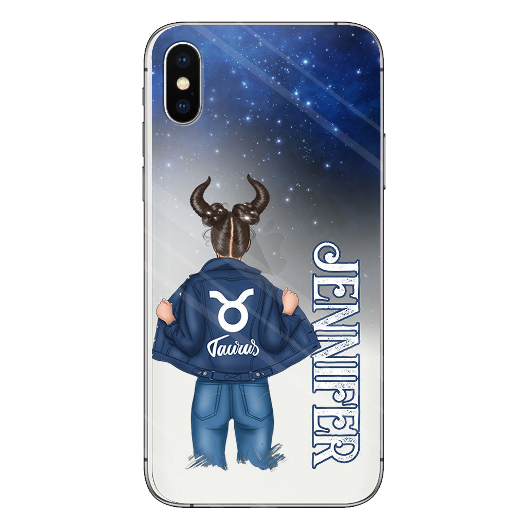 Coque de téléphone transparente Zodiac Denim Girl - Horoscope personnalisé