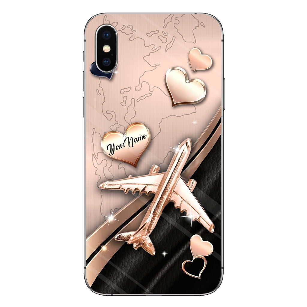Airplane Rose Gold - Personalized Travelling Phone Case With 3D Pattern Print