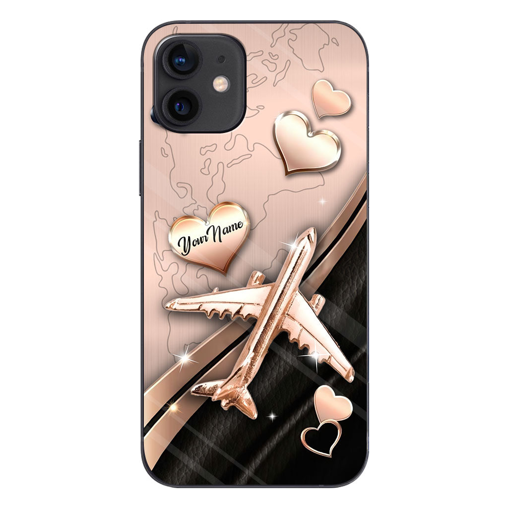 Airplane Rose Gold - Personalized Travelling Phone Case With 3D Pattern Print