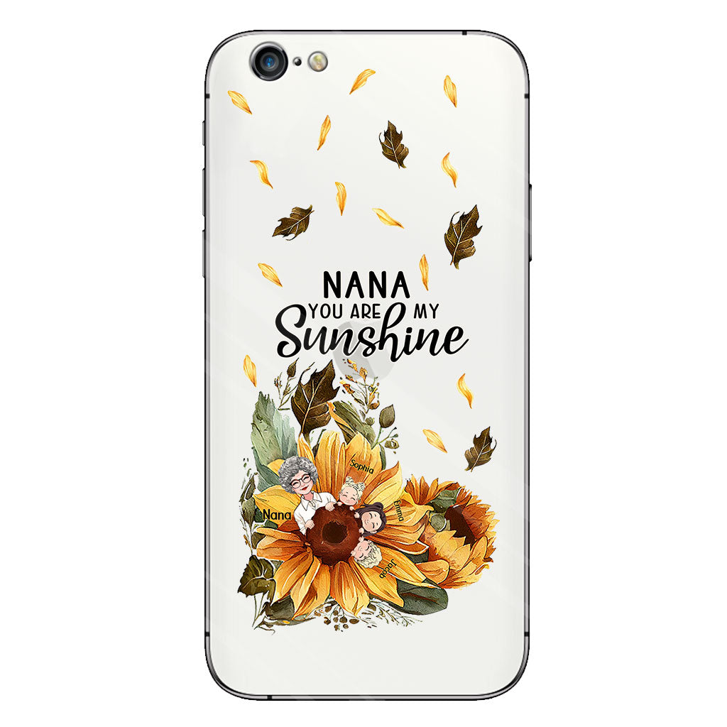 Mamie, tu es mon rayon de soleil - Coque de téléphone transparente personnalisée pour grand-mère