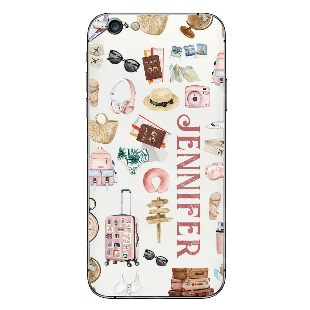 Une fille qui adore voyager - Coque de téléphone transparente de voyage personnalisée