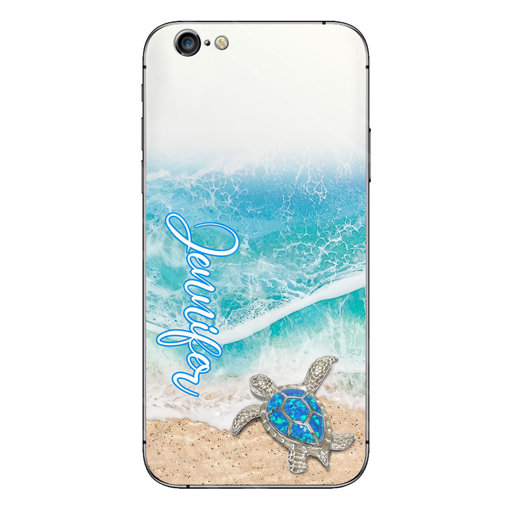 Coque de téléphone transparente personnalisée avec une tortue pour les amoureux des tortues