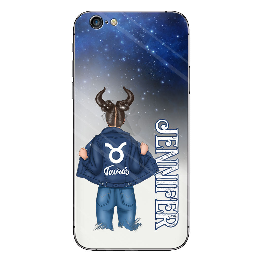 Coque de téléphone transparente Zodiac Denim Girl - Horoscope personnalisé