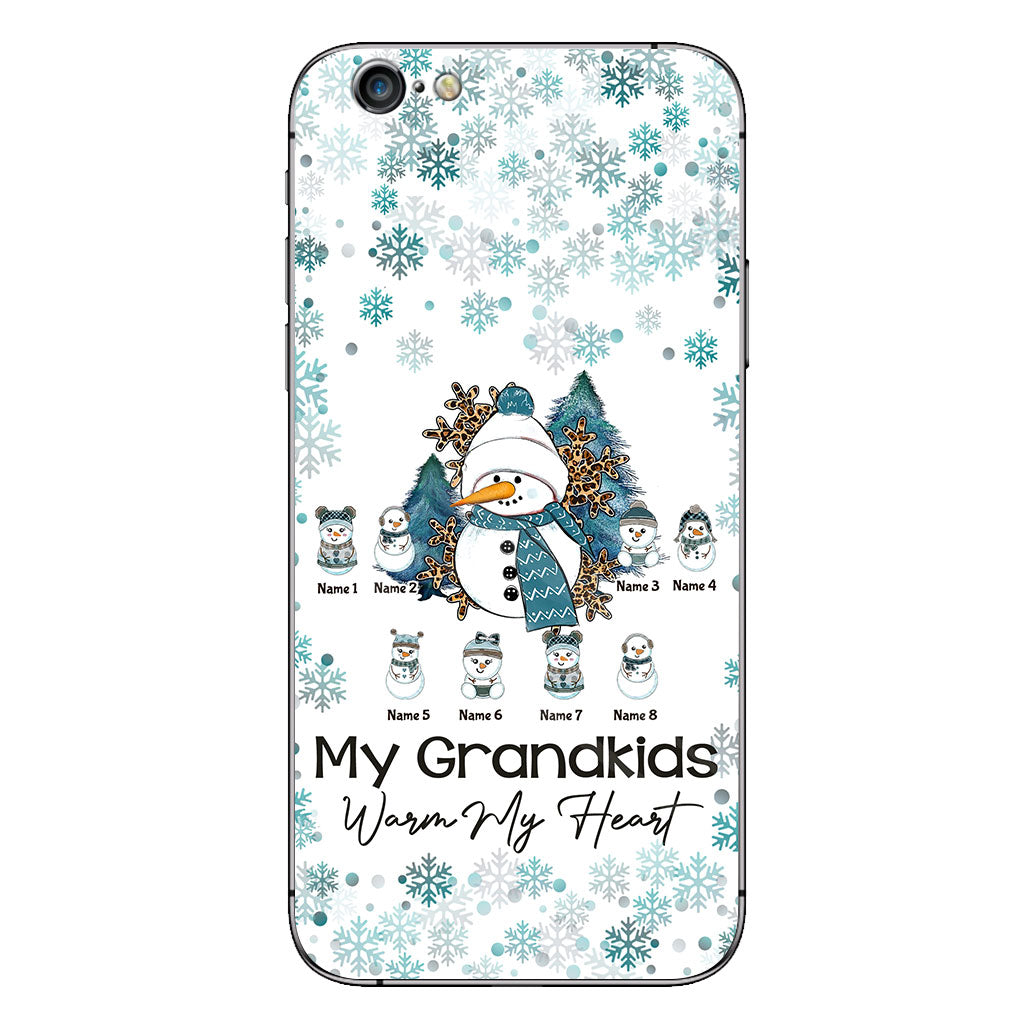 Mes petits-enfants me font chaud au cœur - Coque de téléphone personnalisée de Noël pour grand-mère
