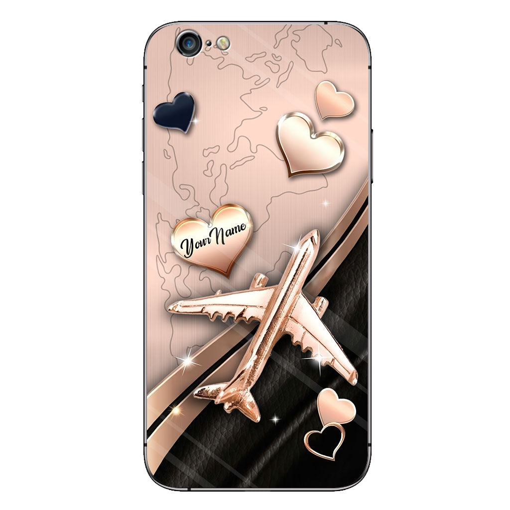 Airplane Rose Gold - Personalized Travelling Phone Case With 3D Pattern Print