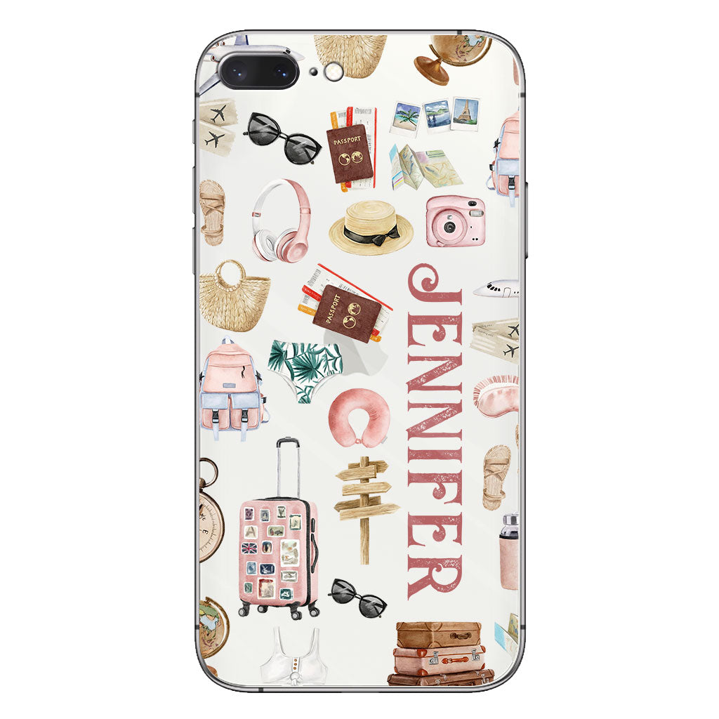 Une fille qui adore voyager - Coque de téléphone transparente de voyage personnalisée