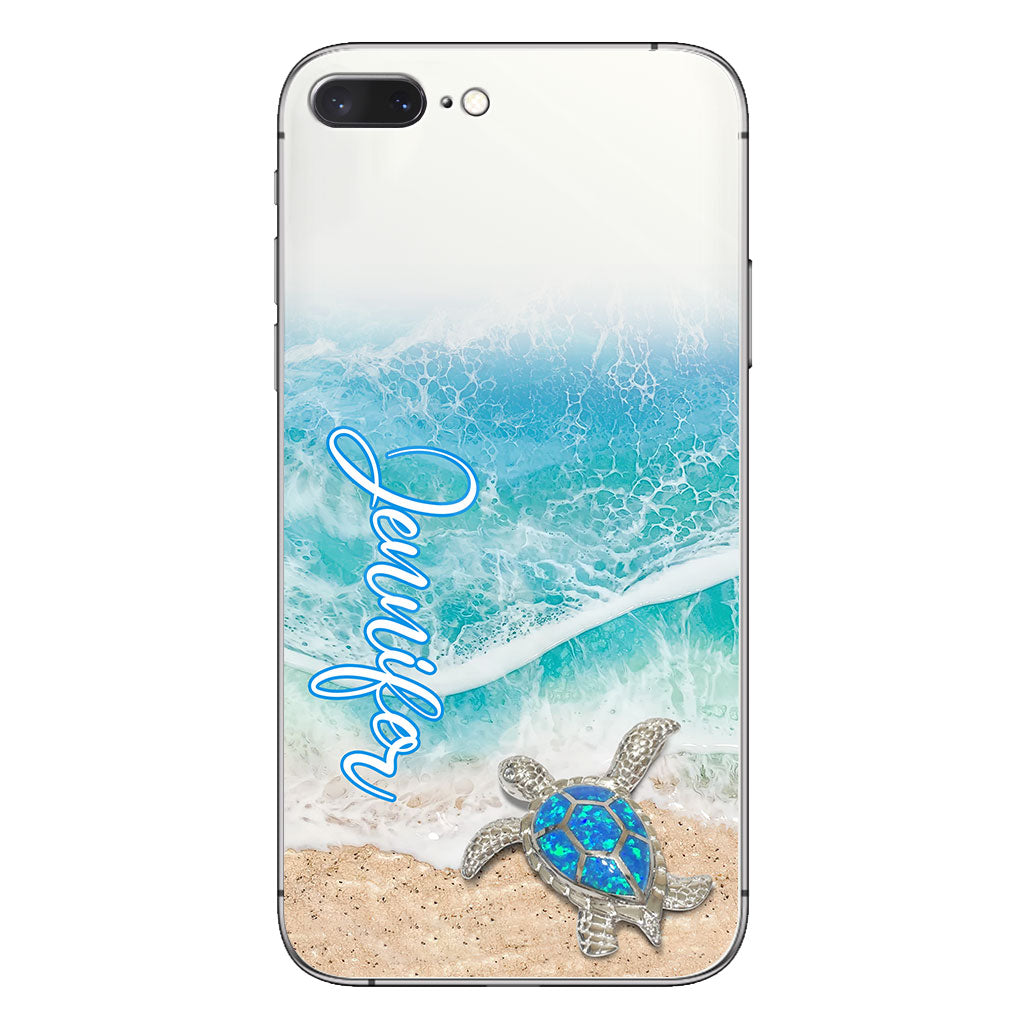Coque de téléphone transparente personnalisée avec une tortue pour les amoureux des tortues