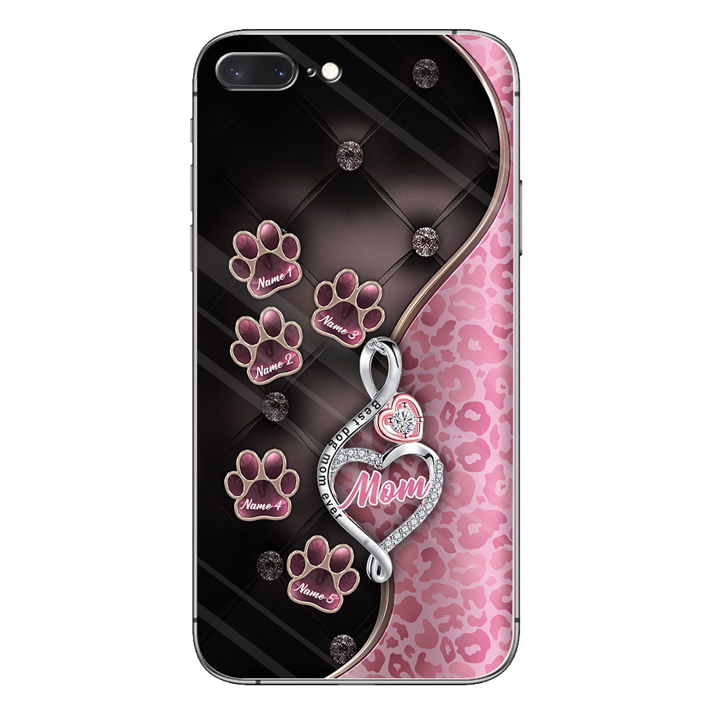 Meilleure maman de chien du monde, or rose - Coque de téléphone personnalisée pour chien pour la fête des mères