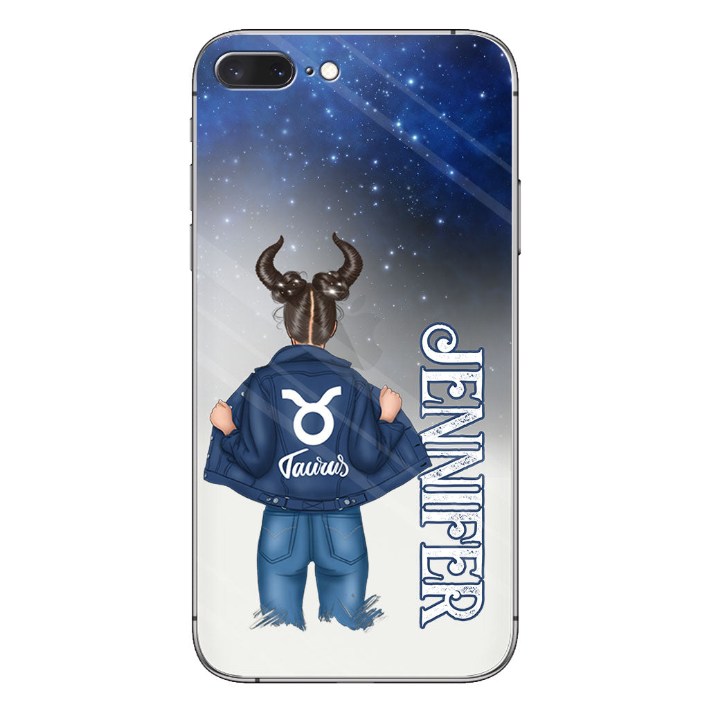 Coque de téléphone transparente Zodiac Denim Girl - Horoscope personnalisé