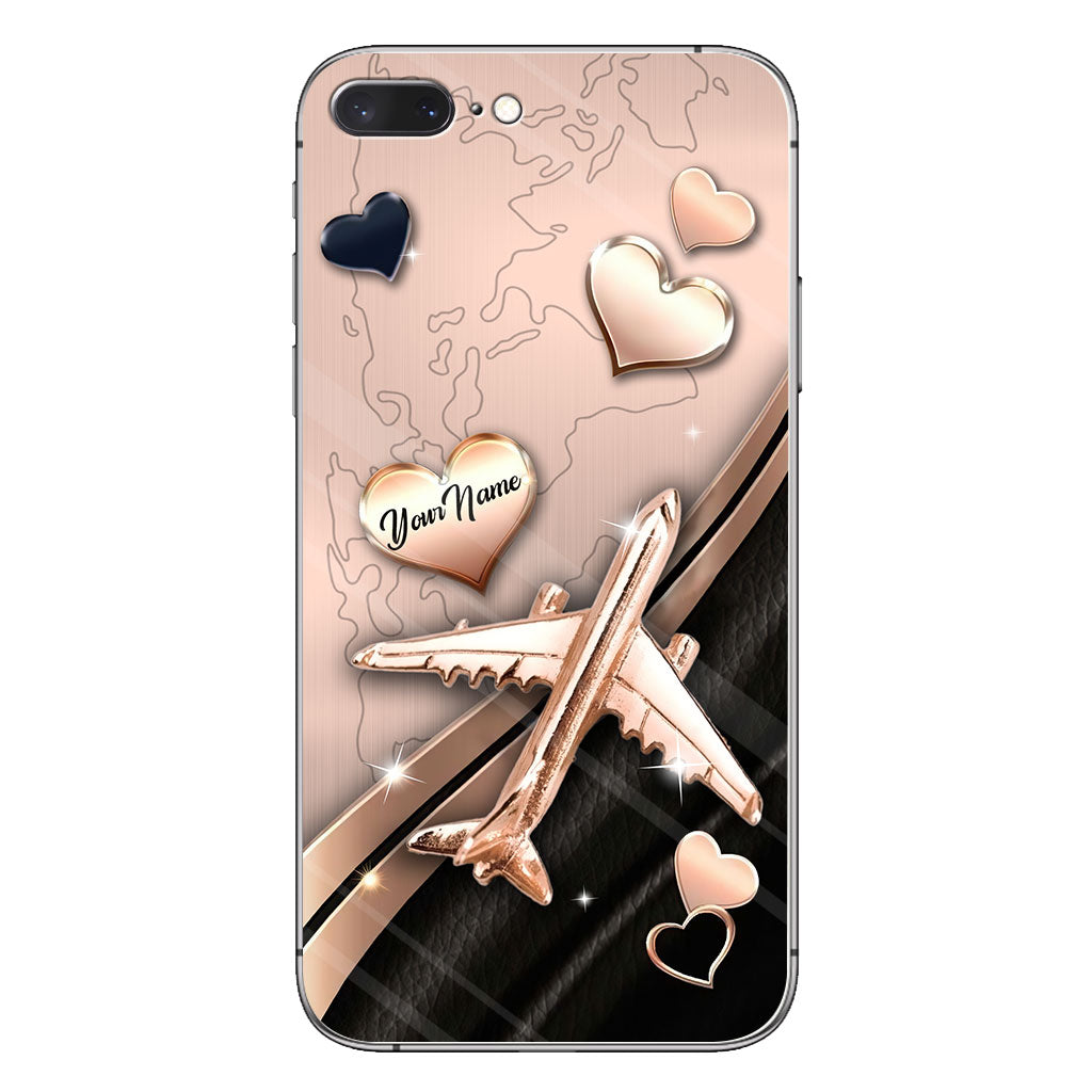 Airplane Rose Gold - Personalized Travelling Phone Case With 3D Pattern Print