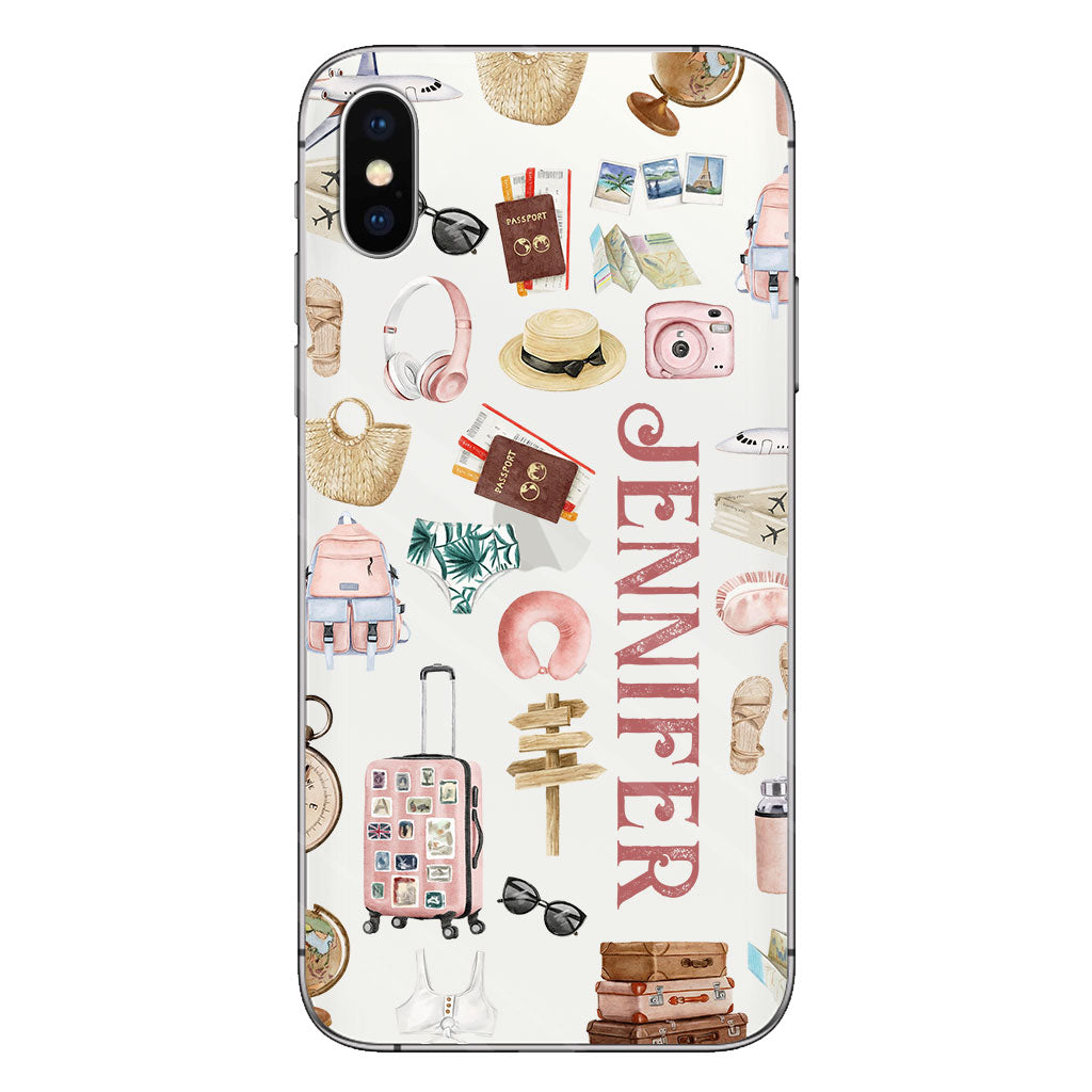 Une fille qui adore voyager - Coque de téléphone transparente de voyage personnalisée
