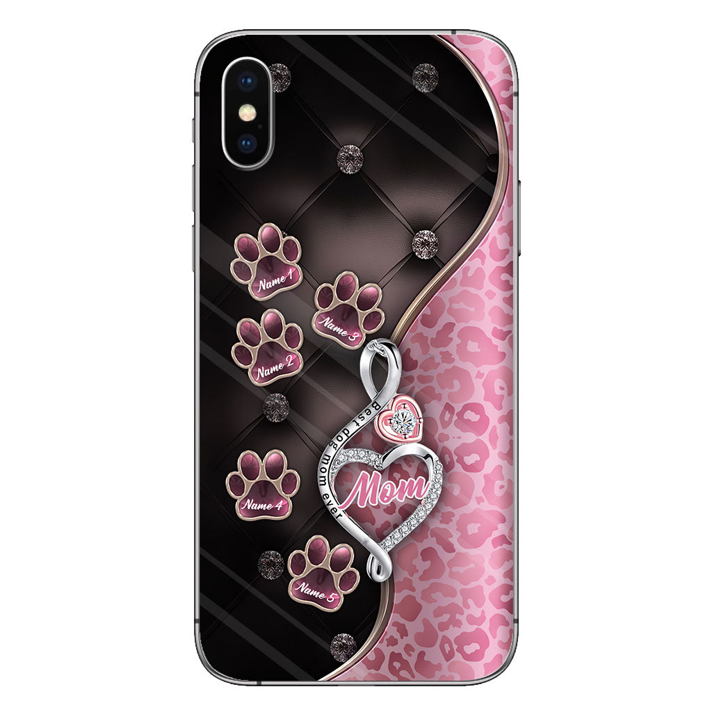Meilleure maman de chien du monde, or rose - Coque de téléphone personnalisée pour chien pour la fête des mères