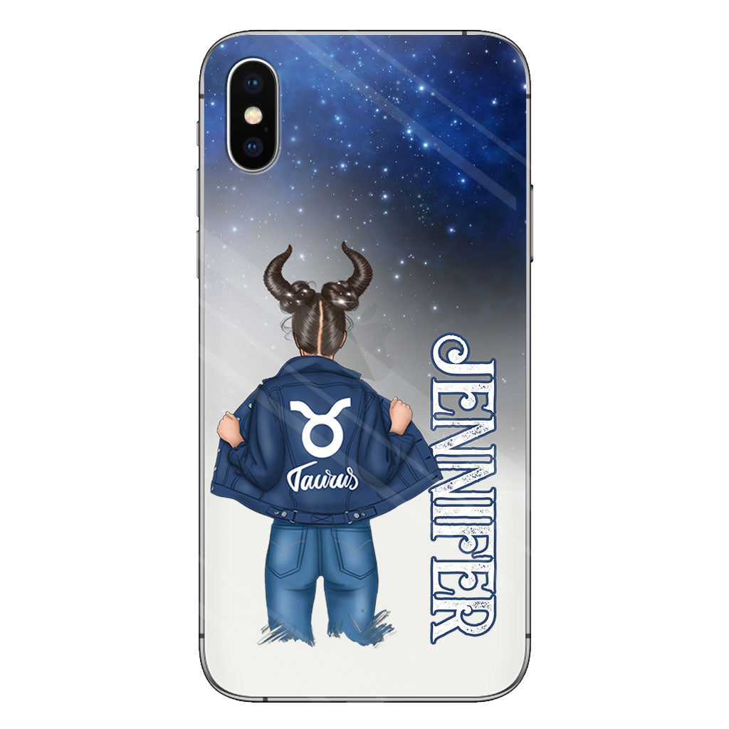 Coque de téléphone transparente Zodiac Denim Girl - Horoscope personnalisé