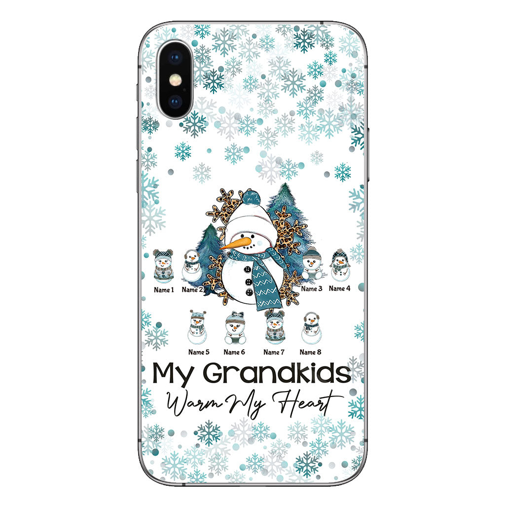 Mes petits-enfants me font chaud au cœur - Coque de téléphone personnalisée de Noël pour grand-mère
