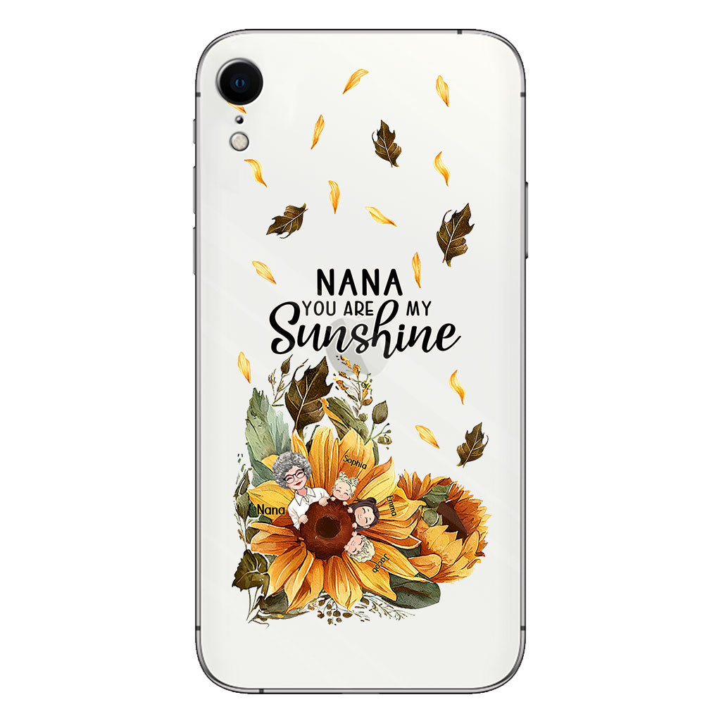 Mamie, tu es mon rayon de soleil - Coque de téléphone transparente personnalisée pour grand-mère