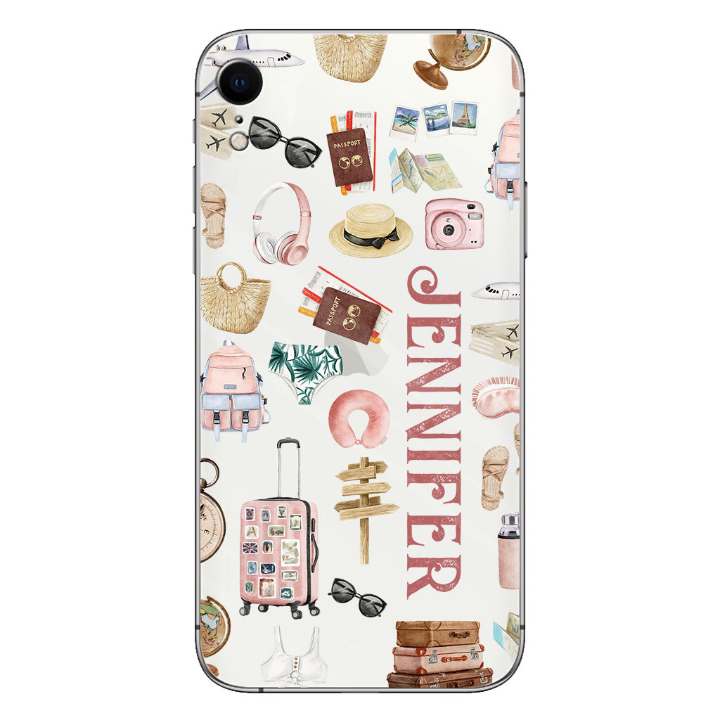 Une fille qui adore voyager - Coque de téléphone transparente de voyage personnalisée