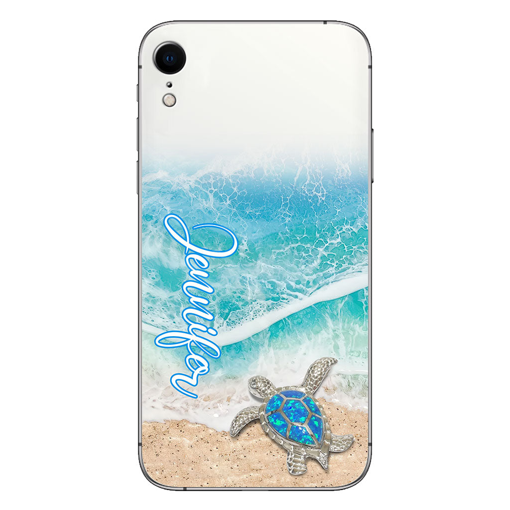 Coque de téléphone transparente personnalisée avec une tortue pour les amoureux des tortues