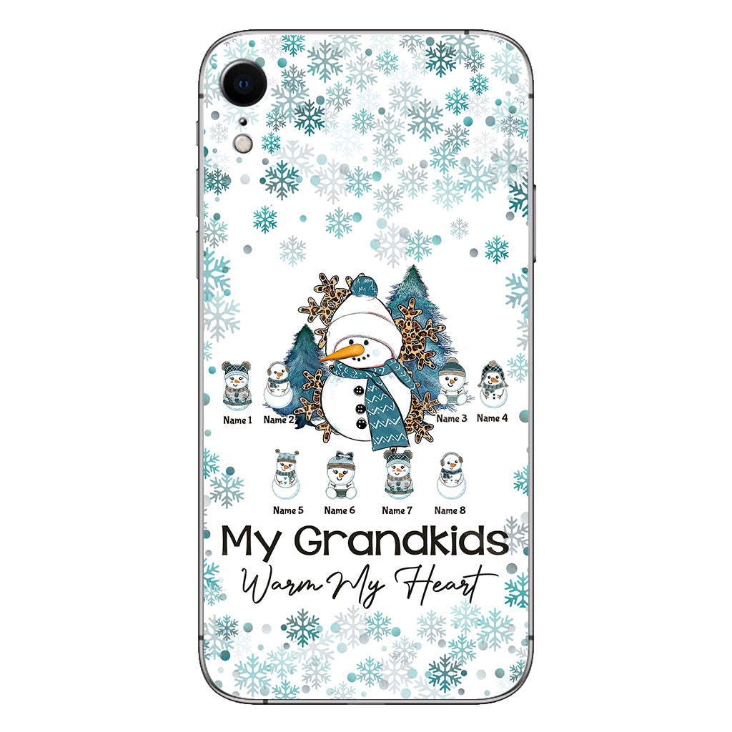 Mes petits-enfants me font chaud au cœur - Coque de téléphone personnalisée de Noël pour grand-mère