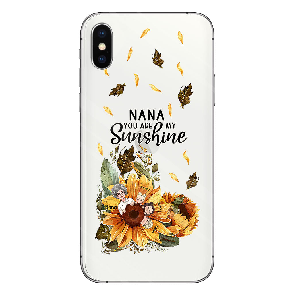 Mamie, tu es mon rayon de soleil - Coque de téléphone transparente personnalisée pour grand-mère