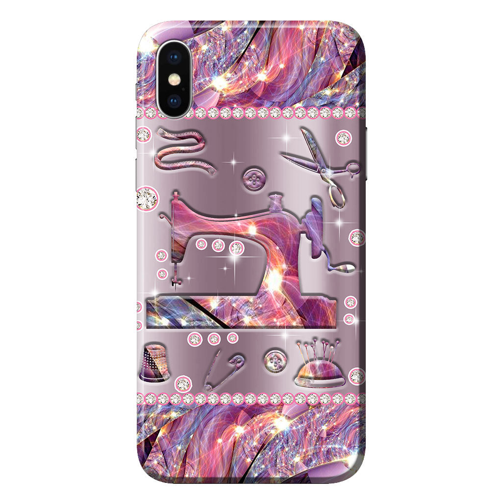 Coque de téléphone imprimée à motif métallique cousu 062021