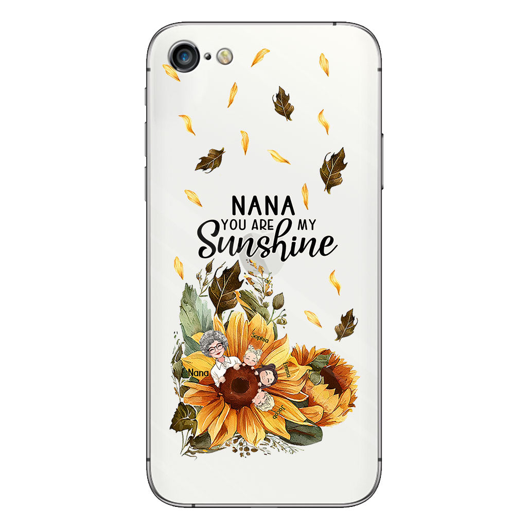 Mamie, tu es mon rayon de soleil - Coque de téléphone transparente personnalisée pour grand-mère