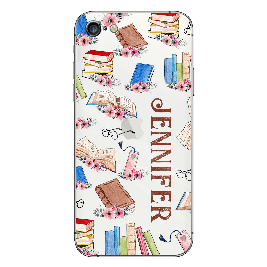 Une fille qui aime les livres - Coque de téléphone transparente personnalisée avec un livre