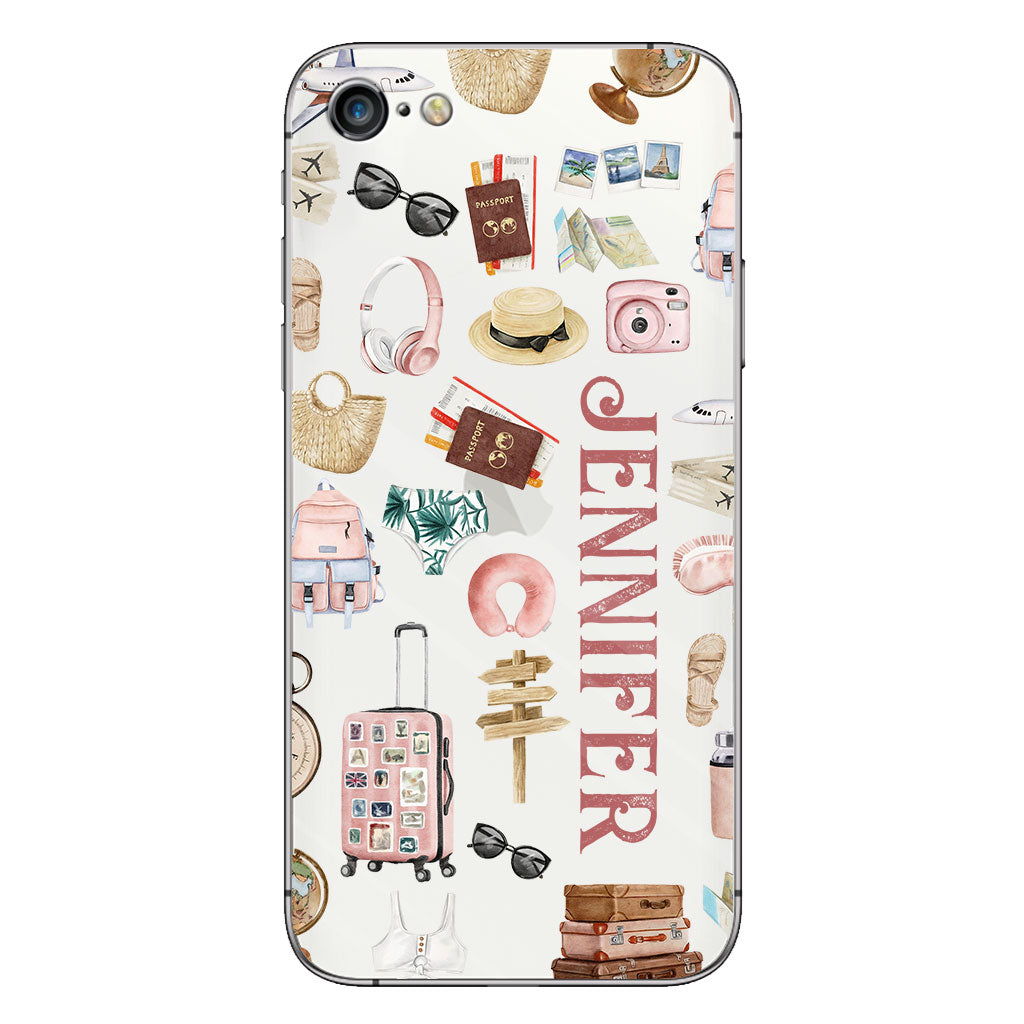 Une fille qui adore voyager - Coque de téléphone transparente de voyage personnalisée