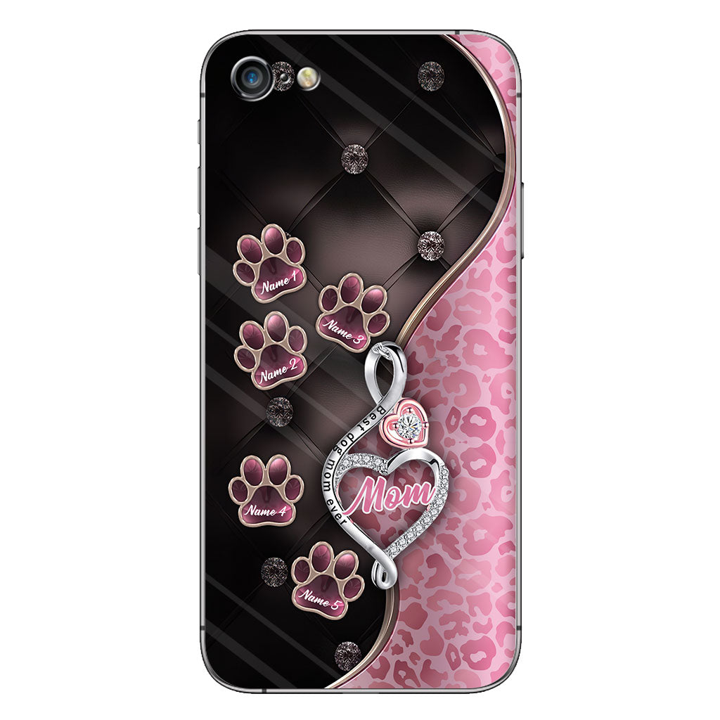 Meilleure maman de chien du monde, or rose - Coque de téléphone personnalisée pour chien pour la fête des mères
