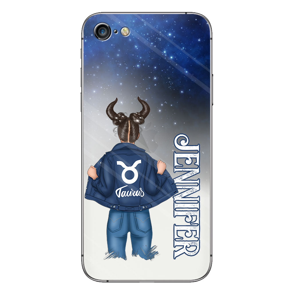 Coque de téléphone transparente Zodiac Denim Girl - Horoscope personnalisé