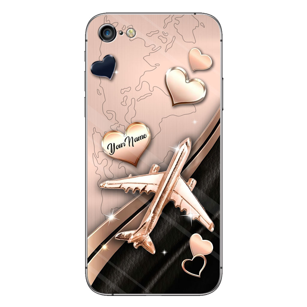 Airplane Rose Gold - Personalized Travelling Phone Case With 3D Pattern Print