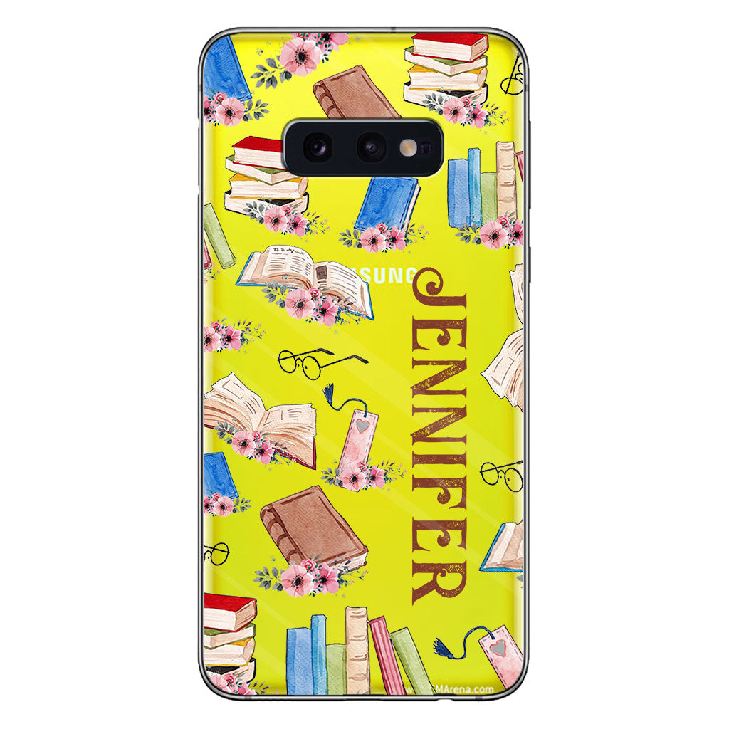 Une fille qui aime les livres - Coque de téléphone transparente personnalisée avec un livre