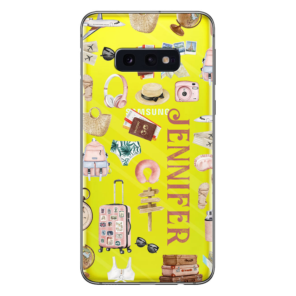 Une fille qui adore voyager - Coque de téléphone transparente de voyage personnalisée