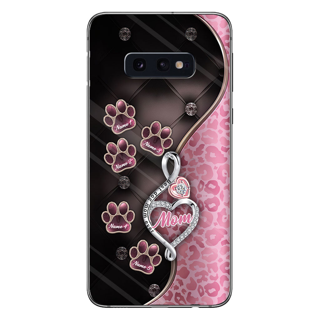 Meilleure maman de chien du monde, or rose - Coque de téléphone personnalisée pour chien pour la fête des mères