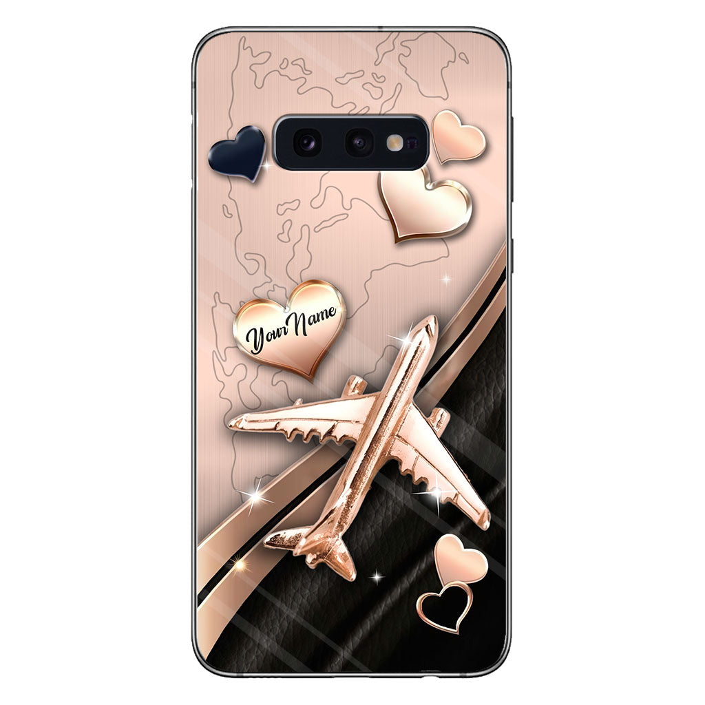 Airplane Rose Gold - Personalized Travelling Phone Case With 3D Pattern Print