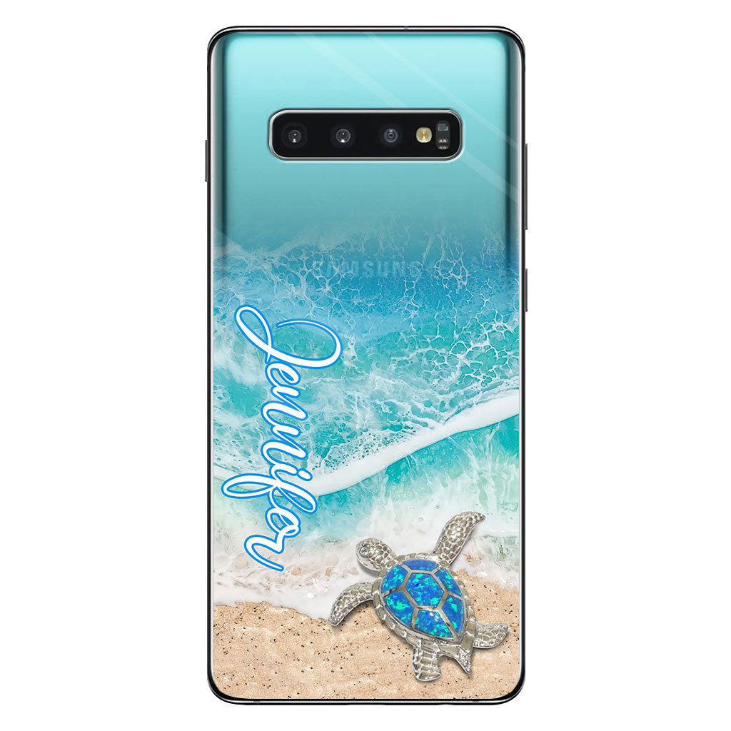 Coque de téléphone transparente personnalisée avec une tortue pour les amoureux des tortues