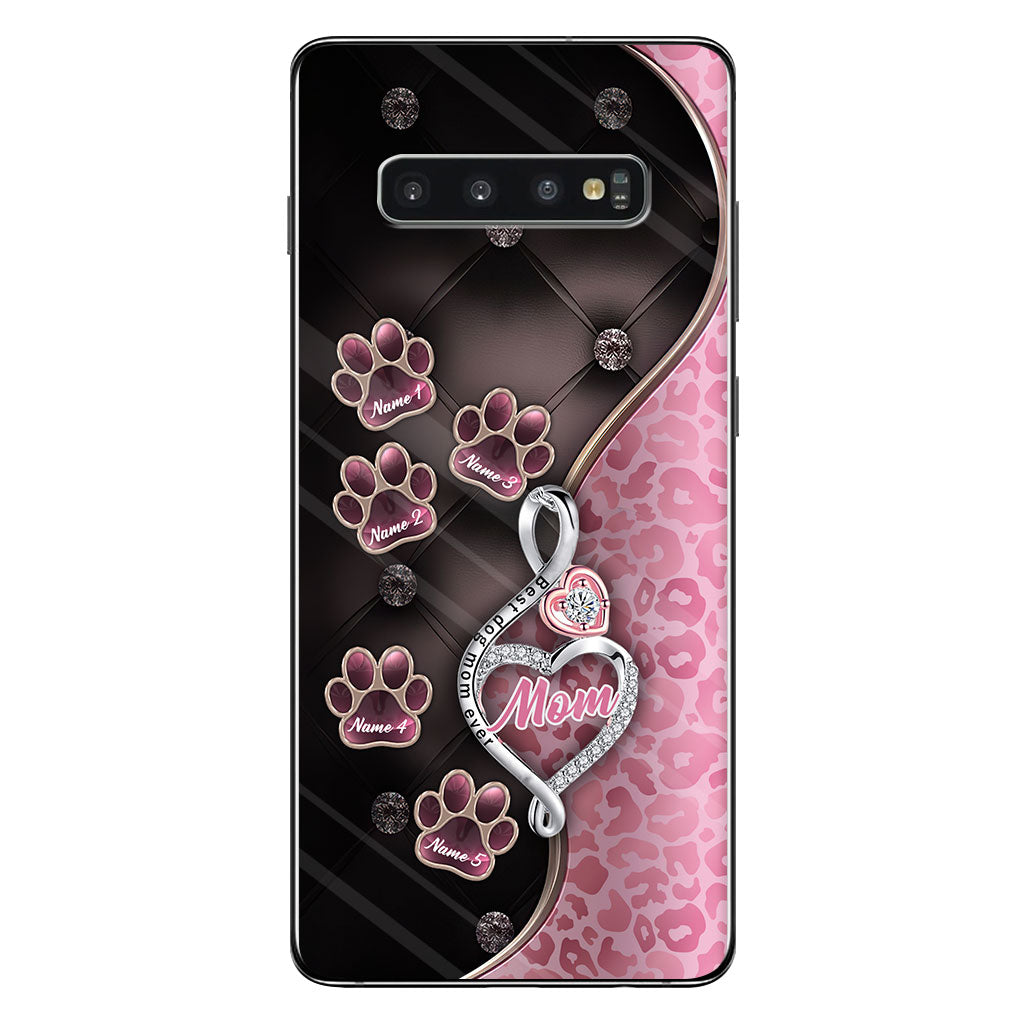Meilleure maman de chien du monde, or rose - Coque de téléphone personnalisée pour chien pour la fête des mères
