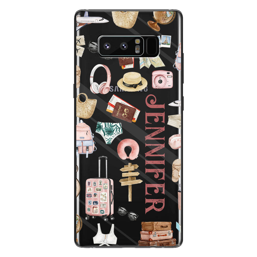 Une fille qui adore voyager - Coque de téléphone transparente de voyage personnalisée