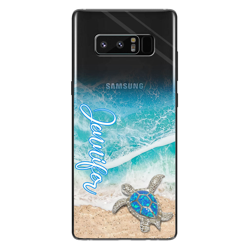 Coque de téléphone transparente personnalisée avec une tortue pour les amoureux des tortues