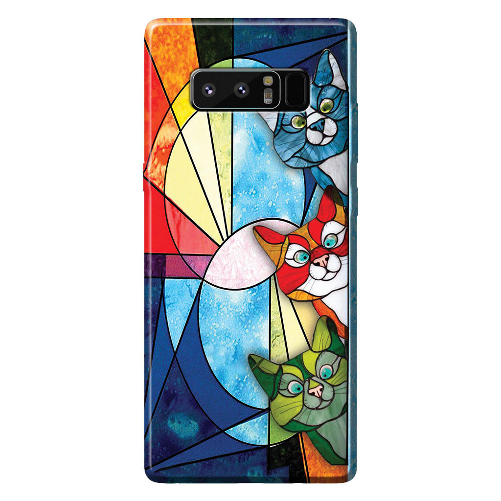 Coque de téléphone à motif vitrail « Chats qui regardent » - Chat