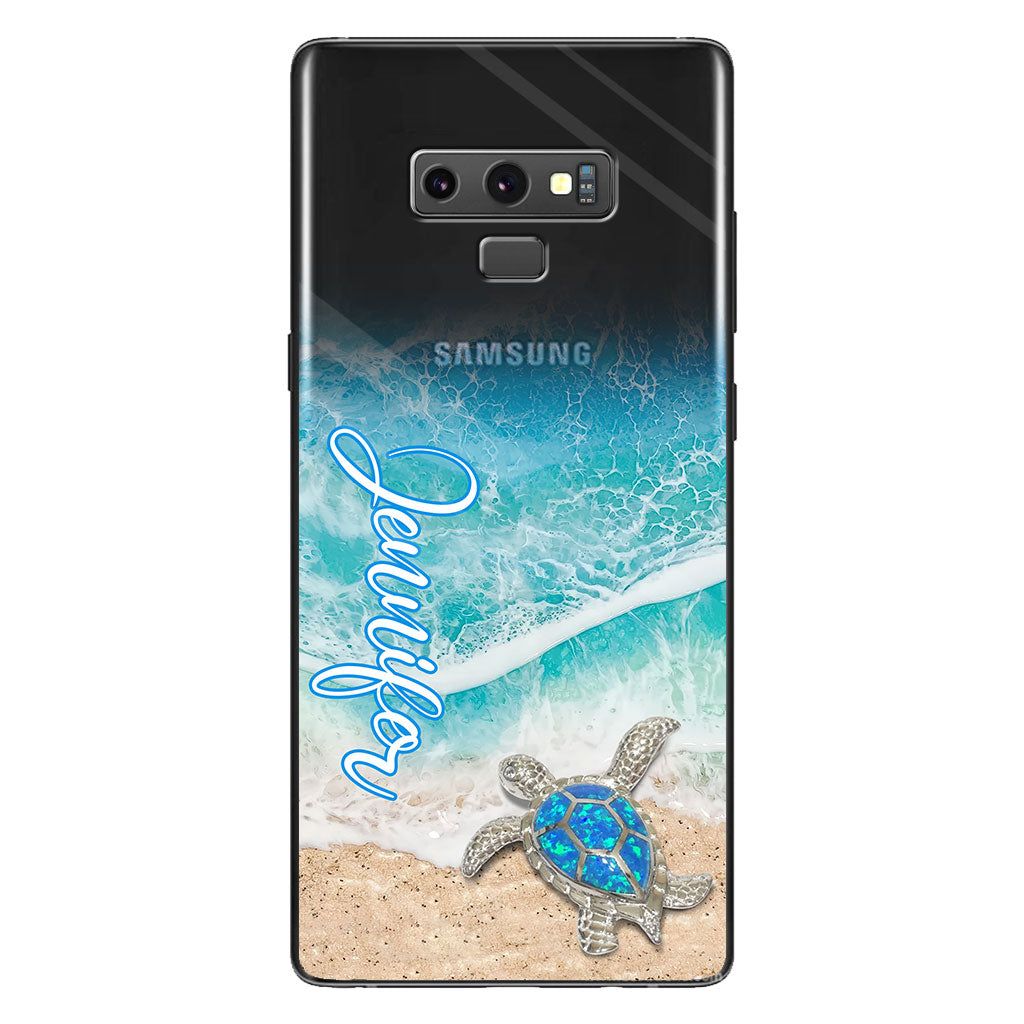 Coque de téléphone transparente personnalisée avec une tortue pour les amoureux des tortues