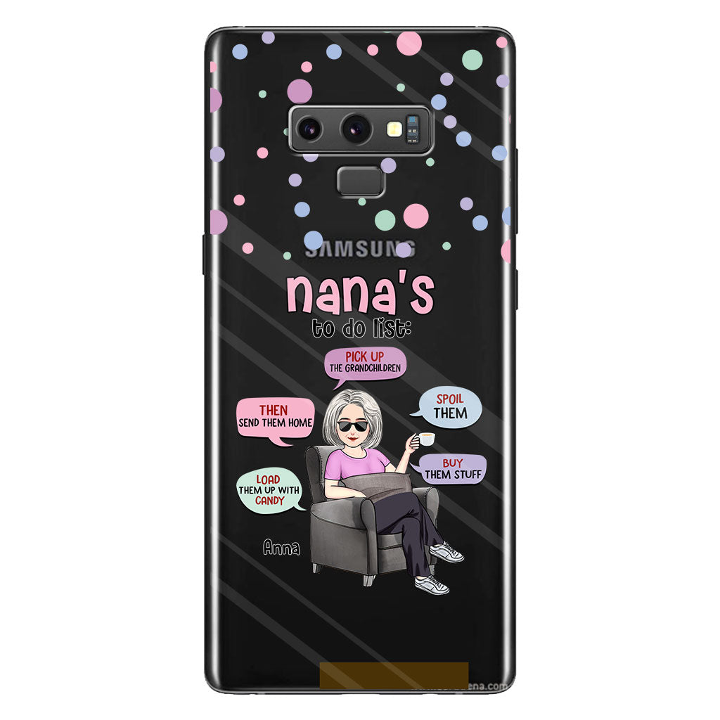 Liste de choses à faire de mamie - Coque de téléphone transparente personnalisée pour grand-mère