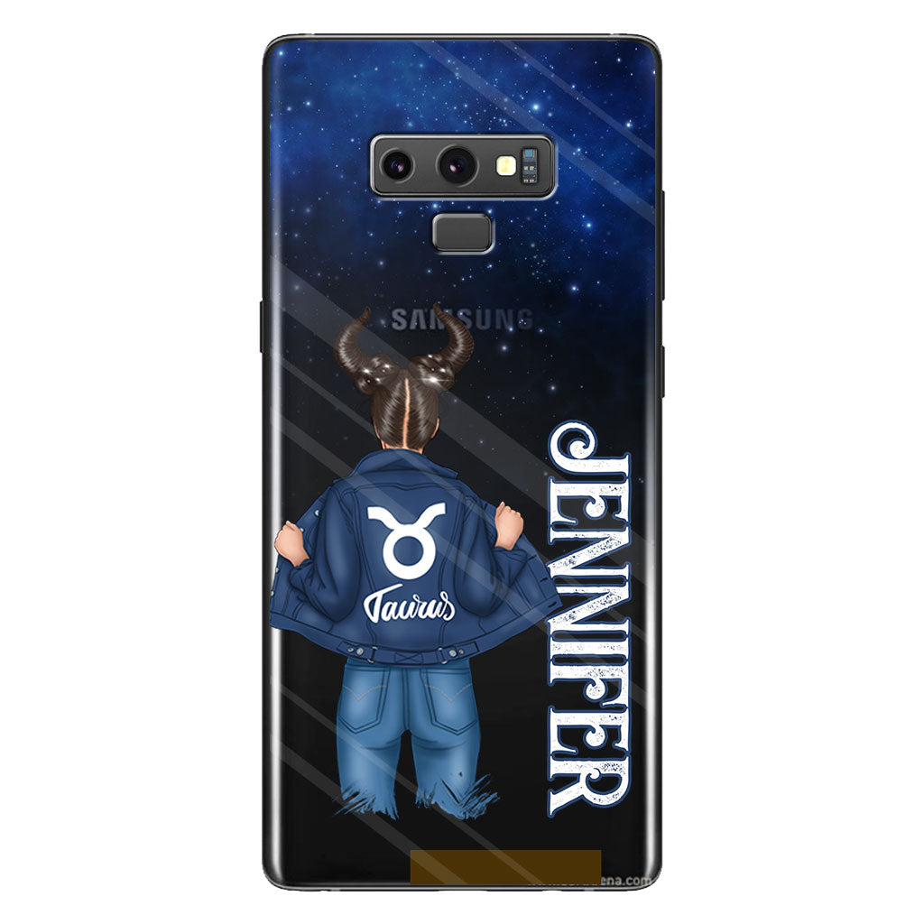 Coque de téléphone transparente Zodiac Denim Girl - Horoscope personnalisé