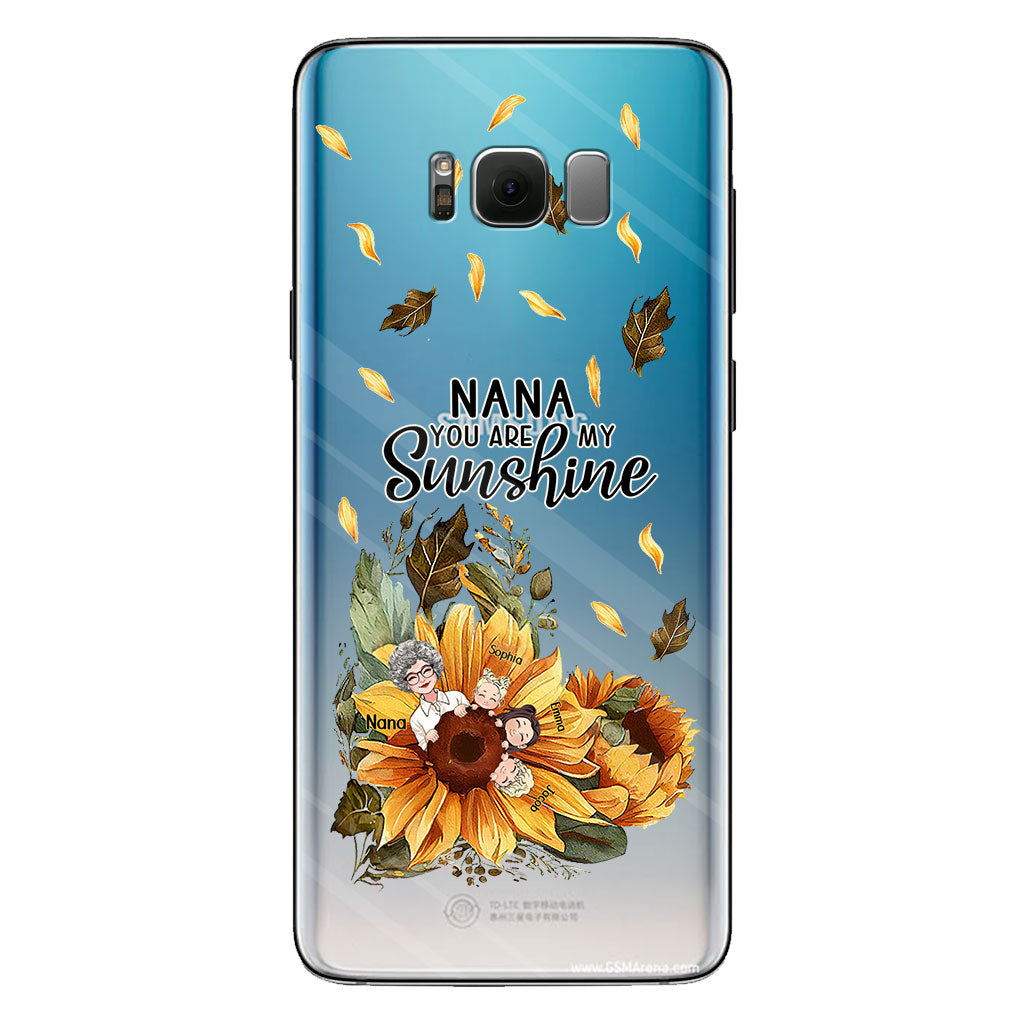 Mamie, tu es mon rayon de soleil - Coque de téléphone transparente personnalisée pour grand-mère